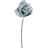 VFM e-Store Christmas Glitter Rose Decoration 47cm x 18cm Blue X 1 | Size: 47 cm x 18 cm