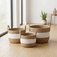 Garden Greatness Trio Natural Seagrass Storage Baskets in Beige