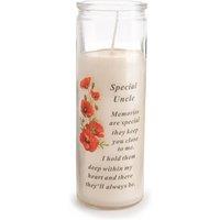David Fischhoff Graveside Memorial Glass Candle - Special Uncle in White
