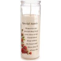 David Fischhoff Graveside Memorial Glass Candle - Special Auntie in White