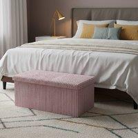 Snug City Corduroy Rectangle Storage Box with Lid Elegant Organizer for Any Room in Pink | Size: Large