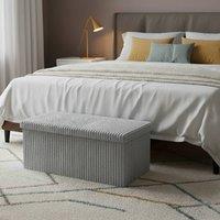 Snug City Corduroy Rectangle Storage Box with Lid Elegant Organizer for Any Room in Silver | Size: Large