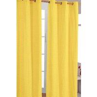 Homescapes Cotton Gingham Eyelet Curtain Pair in Yellow | Size: 140 cm width x 183 cm drop