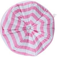 Homescapes Stripe Pleated Round Floor Cushion in Pink | Size: 40 cm x 15 cm