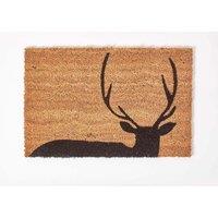 Homescapes Black Stag Silhouette Non-Slip Coir Doormat in Blue | Size: 40 cm x 60 cm
