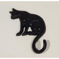Homescapes Cast Iron Cat Coat Hook in Black