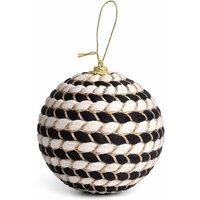Melody Maison Set Of 3 Round Black & White Stripe Rope Christmas Tree Baubles - 8cm