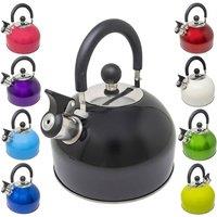 BARGAINS-GALORE 2.5l Stainless Steel Whistling Kettle Hiking Camping Phenolic Handle in Black