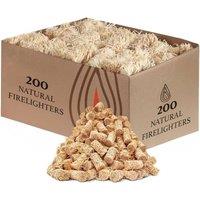 BARGAINS-GALORE 200 Pack Natural Firelighters Quick Wood Wax Wool Flame Fire Lighters