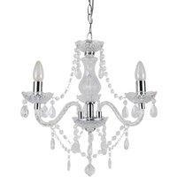 First Choice Lighting Clear & Chrome Marie Therese Style 3 x 40W Chandelier