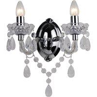 First Choice Lighting Clear Acrylic & Chrome Marie Therese Style 2 x 40W Wall Light