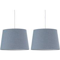 First Choice Lighting Set of 2 Grey Cotton 28cm Tapered Cylinder Pendant or Lamp Shades