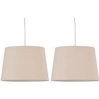 First Choice Lighting Set of 2 Natural Cotton 28cm Tapered Cylinder Pendant or Lamp Shades