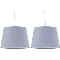 First Choice Lighting Set of 2 Grey Cotton 23cm Tapered Cylinder Pendant or Lamp Shades