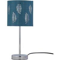 First Choice Lighting Chrome Touch Operated Table Lamp with Teal Fern Shade in Silver