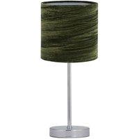 First Choice Lighting Chrome Touch Operated Table Lamp with Green Crushed Velvet Shade in Silver
