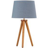 First Choice Lighting Voyage - Dark Oak Table Lamp or Bedside Light with Grey Shade in Brown