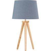 First Choice Lighting Voyage - Light Oak Table Lamp or Bedside Light with Grey Shade in Brown