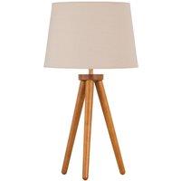 First Choice Lighting Voyage - Dark Oak Table Lamp or Bedside Light with Natural Shade in Brown