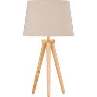 First Choice Lighting Voyage - Light Oak Table Lamp or Bedside Light with Natural Shade in Brown
