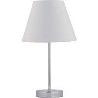 First Choice Lighting Chrome Touch Operated Table Lamp with Ivory Off-White Shade in Silver