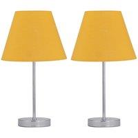 First Choice Lighting Set of 2 Chrome Touch Operated Table Lamps with Ochre Yellow Shades in Silver
