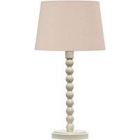 First Choice Lighting Bobbin - Ivory Lamp with Natural Cotton Shade in White