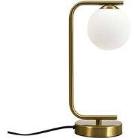 First Choice Lighting Grosvenor - Satin Brass Table Light with Glass Globe in Gold