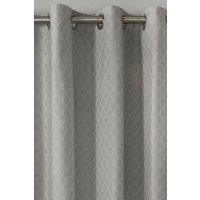Dreams & Drapes 'Croma' Geometric Jacquard Pair of Eyelet Curtains in Silver | Size: 168 cm width x 183 cm drop