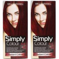Simply Colour Permanent Hair Dye - True Red 6.6 (Pack of 2)