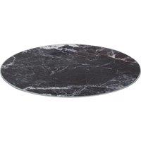 Harbour Housewares Round Glass Chopping Board - 30cm Marble Effect Kitchen Cutting Board in Black