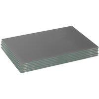Harbour Housewares 6x Glass Placemats - 40 x 30cm - Dining Table Place Mats Protectors in Grey | Size: 40 x 30 cm
