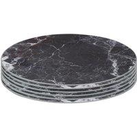 Harbour Housewares 6x Round Glass Placemats - 30cm Marble Effect Dining Table Place Mats in Black