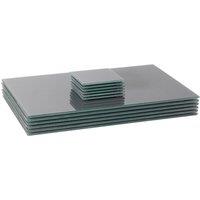 Harbour Housewares 12pc Glass Placemats & Square Coasters Set - 40 x 30cm Protection Mats in Grey | Size: 40 x 30 cm