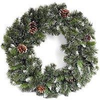 Marco Paul Large Christmas Wreath Snow Flocked With Pinecones Christmas in Green