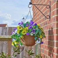 Marco Paul 12" Artificial Flower Hanging Basket Garden Planter with Rattan Basket in Beige