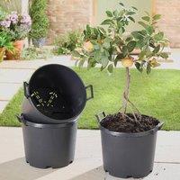 Gainsborough Set of 3 25L Plant Pots with Drainage Holes & Handles in Black