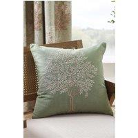 Catherine Lansfield 'Woodland Trees' Embroidered Cushion in Green | Size: 45 cm x 45 cm