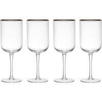 Mikasa Sorrento Ridged Crystal White Wine Glasses Gift Boxed Set of 4, 400ml in Clear