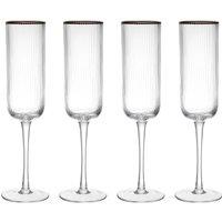 Mikasa Sorrento Ridged Crystal Champagne Flute Glasses Gift Boxed Set of 4, 200ml in Clear