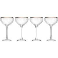 Mikasa Sorrento Set of 4 Ridged Crystal Champagne Coupe Glasses, 350ml in Clear