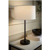 ValueLights Maeve Fabric Drum Lamp Shade Matte Black Bobbin Bobble Table Lamp in White