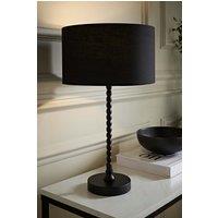 ValueLights Maeve Fabric Drum Lamp Shade Matte Black Bobbin Bobble Table Lamp