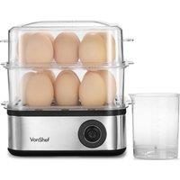 VonShef 3 in 1 Egg Boiler, Poacher & Omelette Maker Electric in Metallic Silver