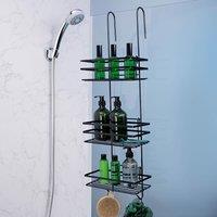 House of Home Shower Caddy 3 Tier Bathroom Storage Organiser Hanging Basket Over The Door in Black
