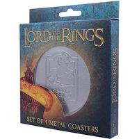The Lord of the Rings Set of 4 Embossed Metal Coasters in Metallic Silver