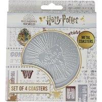 Harry Potter Set of 4 Embossed Metal Coasters in Metallics