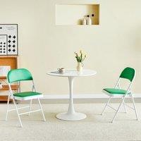 MCC Direct Set of 2 Folding Dining Chairs Metal Frame Padded Seats in Green