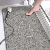 Nicoman Spaghetti Loofah Anti Slip Shower Mat - Heart - 60cm x 40cm in Grey | Size: 60 cm x 40 cm