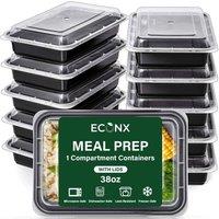 ECONX Meal Prep Food Container With Lid 1 Compartment 38oz Plastic Lunch Box in Black | Size: 10 Pack